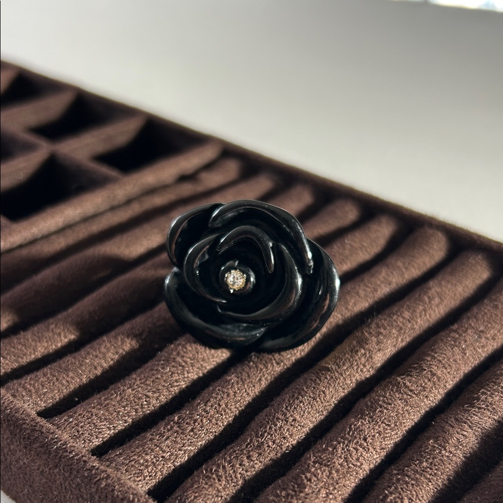 Black Rose Ring with Diamond Accent